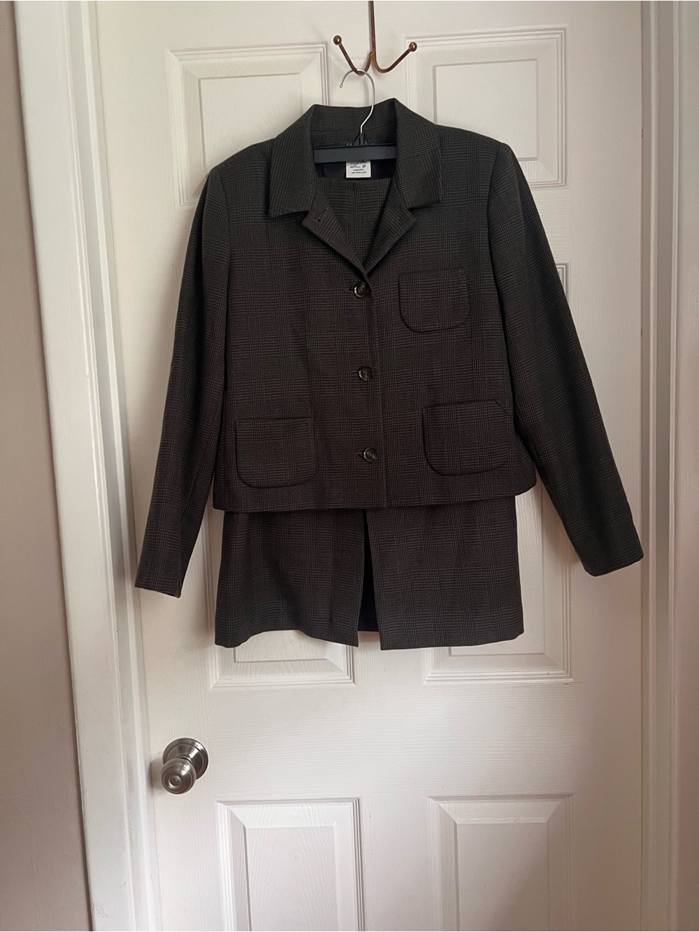 Harve Benard Charcoal Textured Women's Blazer and Skirt Set